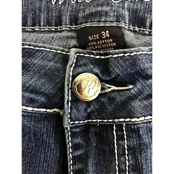 Wired Heart Womens size 34 Blue Jeans detailed White Stitch (HEM) - Picture 5 of 12